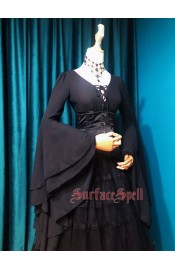 Surface Spell Gothic Nyx Bell Sleeve Blouse(Full Payment Without Shipping)